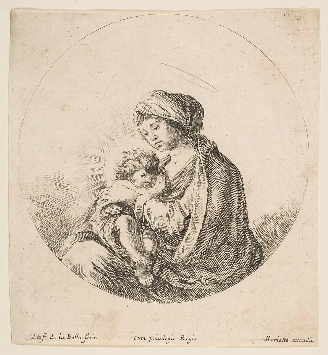 Virgin and Christ Child, Stefano della Bella (Italian, Florence 1610–1664 Florence), Etching; second state of two 