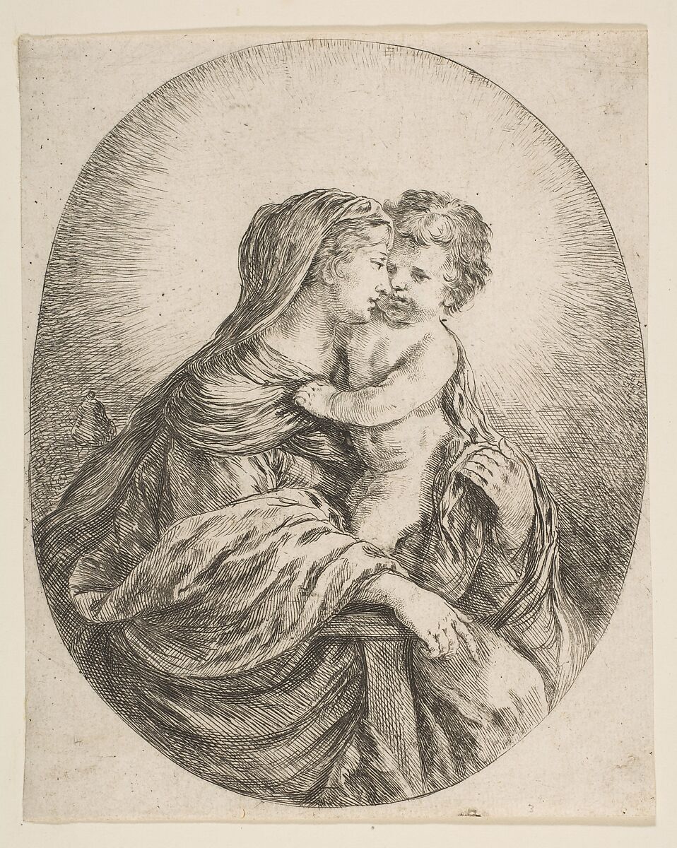 Virgin Embracing the Christ Child, Stefano della Bella (Italian, Florence 1610–1664 Florence), Etching; second state of three 