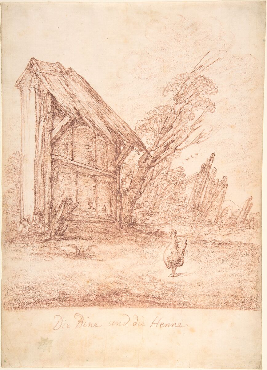 The Bee and the Hen, Christian Bernhard Rode (German, Berlin 1725–1797 Berlin), Red chalk 