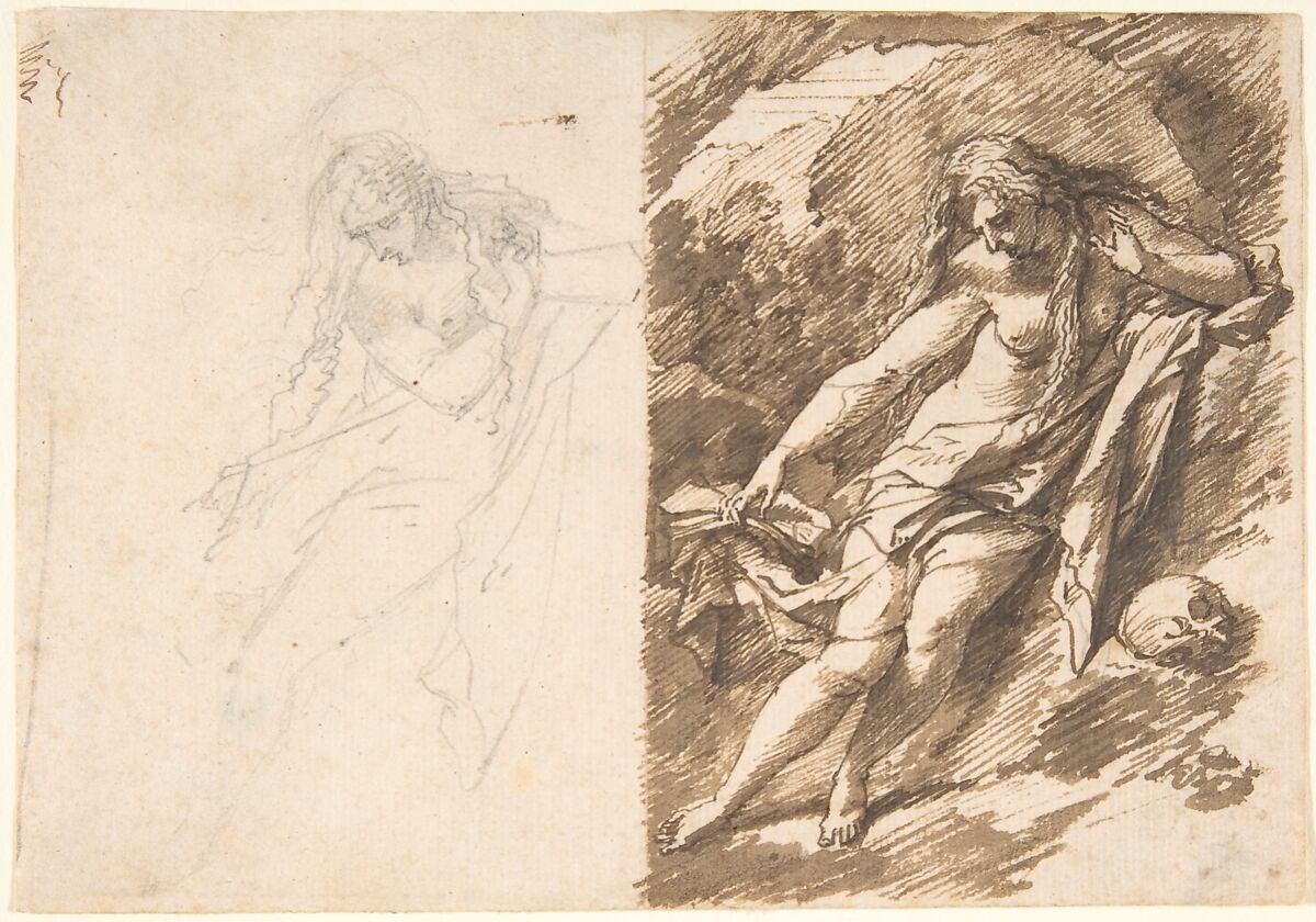 The Penitent Magdalene, Adriaen van der Werff (Dutch, Kralinger-Ambacht 1659–1722 Rotterdam), Pen and brown ink 