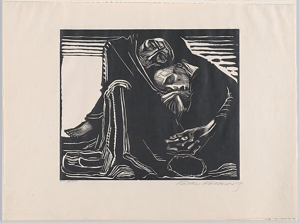 Death with a Woman in His Lap (Tod Mit Frau Im Schoss), Käthe Kollwitz (German, Kaliningrad (Königsberg) 1867–1945 Moritzburg), Woodcut 