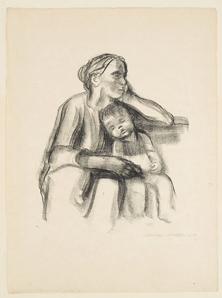 Worker Woman with Sleeping Boy, Käthe Kollwitz  German, Lithograph