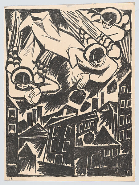 Doomed City from Mystical Images of War, Natalia Goncharova (French (born Russia), Nagaevo 1881–1962 Paris), Lithograph 