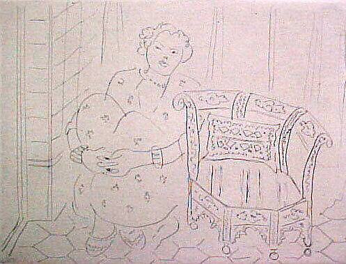 Crouching Figure Next to an Oriental Chair, Henri Matisse (French, Le Cateau-Cambrésis 1869–1954 Nice), Etching on chine collé