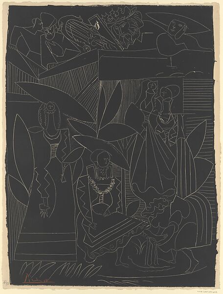 David and Bathsheba, Pablo Picasso (Spanish, Malaga 1881–1973 Mougins, France), Lithograph; fourth state of ten 