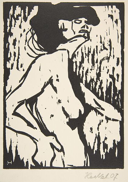 Nude (Akt), Erich Heckel (German, Döbeln 1883–1970 Radolfzell), Woodcut 