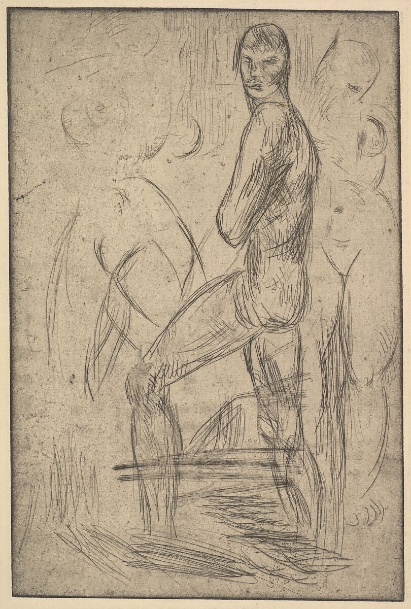 Striding Man, Wilhelm Lehmbruck (German, Duisburg 1881–1919 Berlin), Drypoint and roulette 