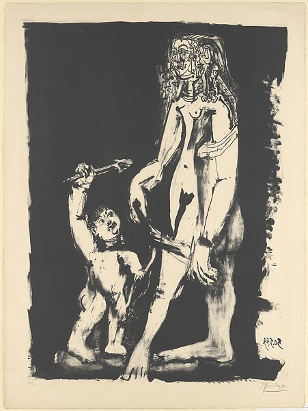 Venus and Cupid, after Cranach (Vénus et l'amour d'après Cranach), Pablo Picasso (Spanish, Malaga 1881–1973 Mougins, France), Lithograph; second variation of three, second state of two 