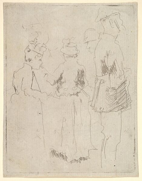 Sketch of Policeman and Two Women, Walter Richard Sickert (British, Munich 1860–1942 Bathampton, Somerset), Etching; only state 