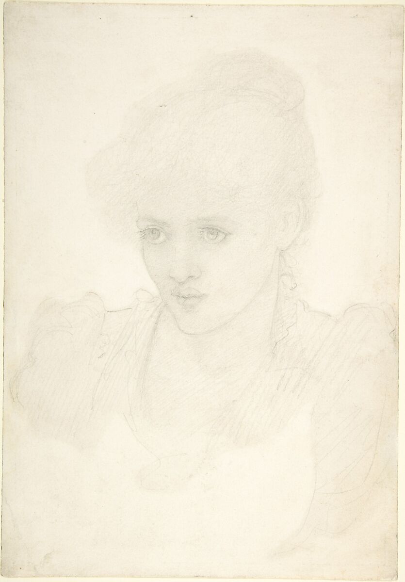 Portrait of a young girl, Sir Edward Burne-Jones (British, Birmingham 1833–1898 Fulham), Graphite 