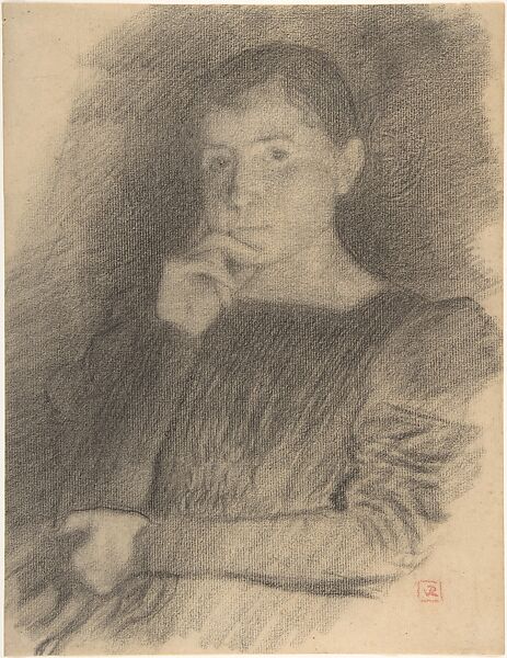 Portrait of Augustine de Rothmaler, Theo Van Rysselberghe (Belgian, Ghent 1862–1926 Saint Clair), Black chalk on laid paper 