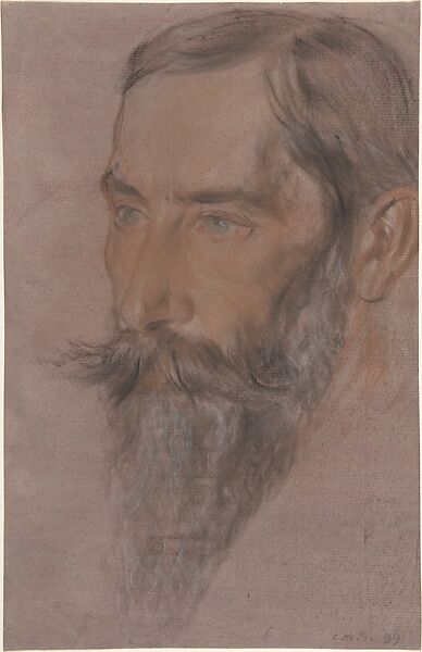 Portrait of the Art Dealer Wisselingh, Charles Haslewood Shannon (British, Lincolnshire 1863–1937 Richmond), Black, white and red chalk on pink paper 