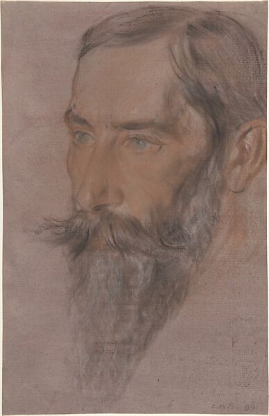 Portrait of the art dealer Wisselingh, Charles Haslewood Shannon (British, Lincolnshire 1863–1937 Richmond), Black, white and red chalk on pink paper 