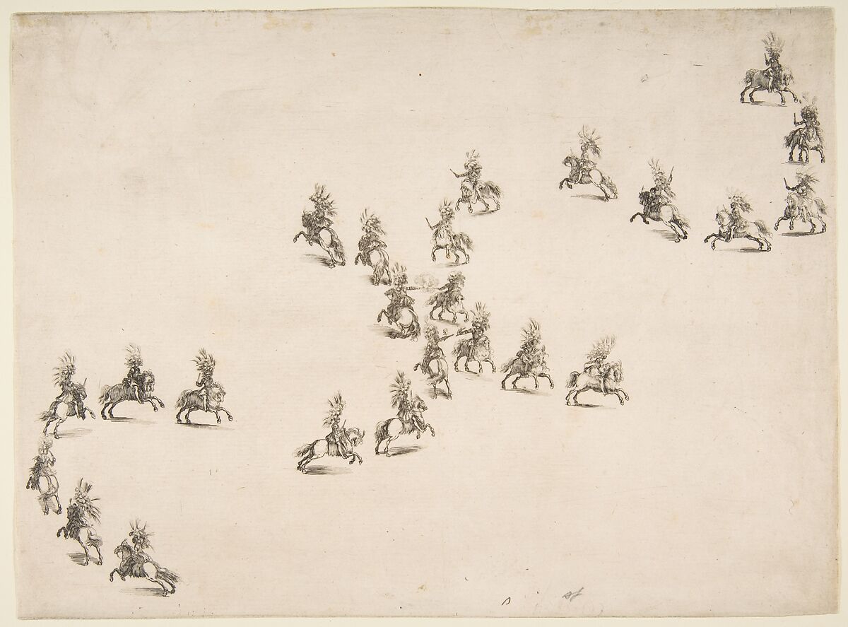 Twenty-four Cavaliers Form a Double S, Stefano della Bella  Italian, Etching