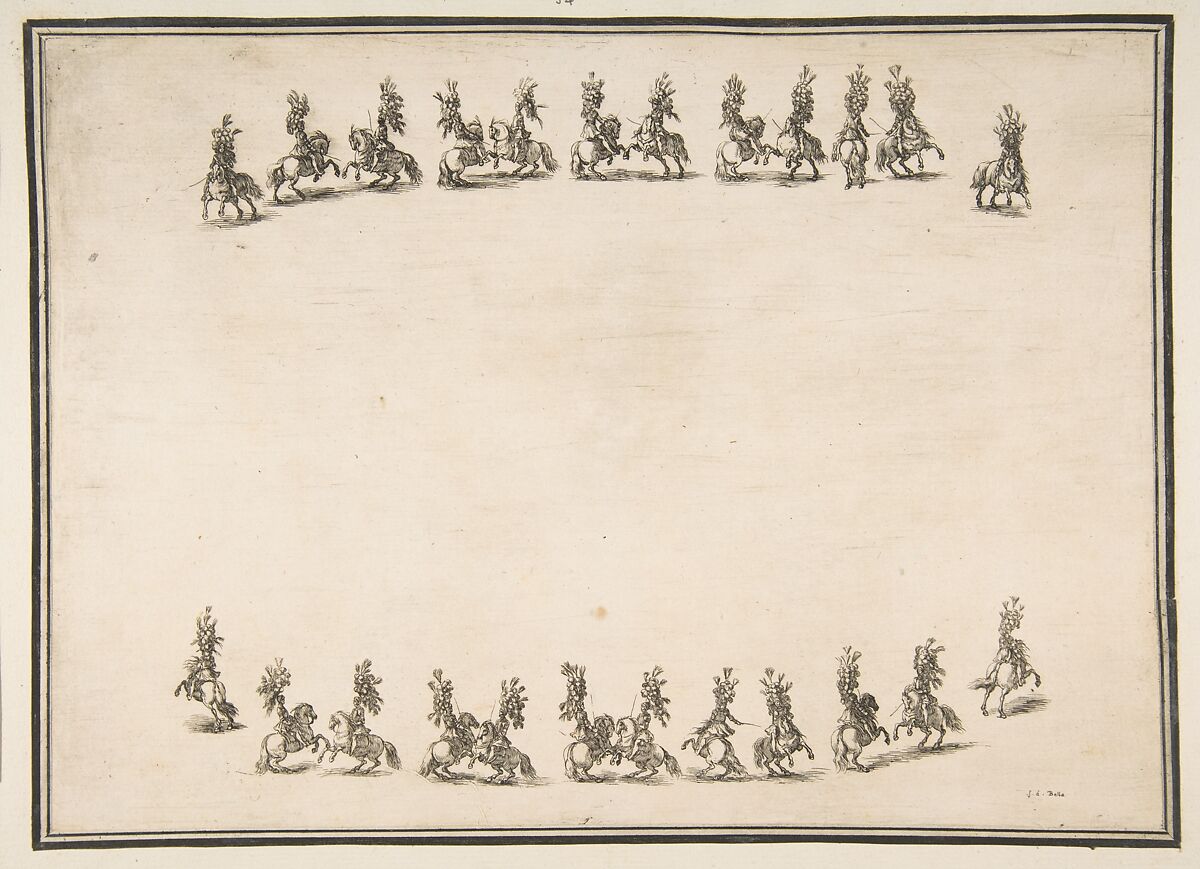 Twenty-four Cavaliers in Two Columns, Etched by Stefano della Bella (Italian, Florence 1610–1664 Florence), Etching 