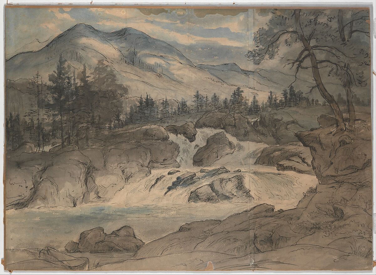 The Labro Falls, Thomas Fearnley (Norwegian, Frederikshald 1802–1842 Munich), Watercolor, wash and brush and pen and ink 