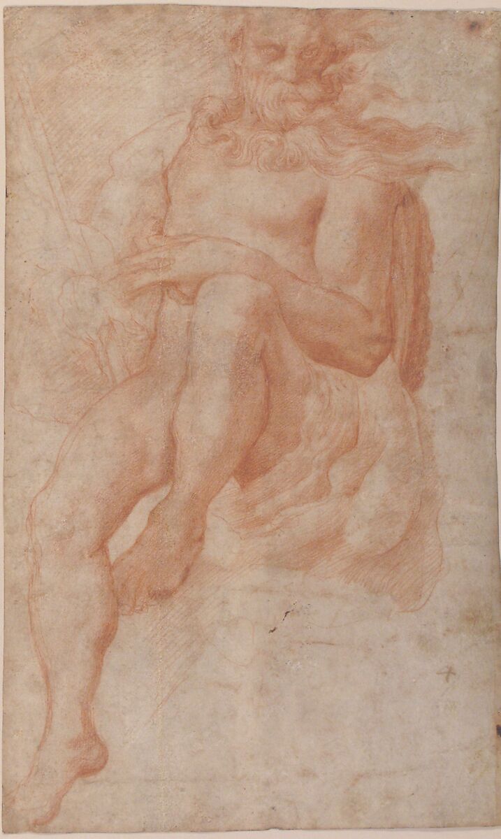 Study for the Figure of Aeolus, Pellegrino Tibaldi (Italian, Puria di Valsolda 1527–1596 Milan), Red chalk