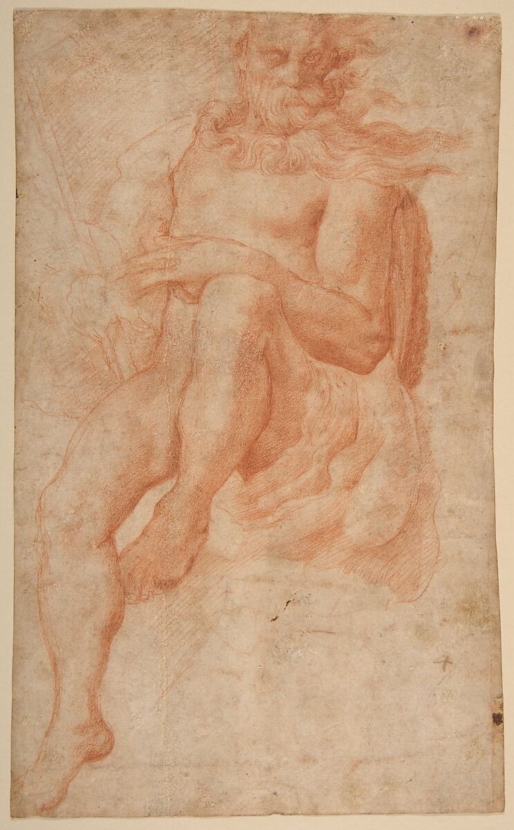 Study for the Figure of Aeolus, Pellegrino Tibaldi (Italian, Puria di Valsolda 1527–1596 Milan), Red chalk 