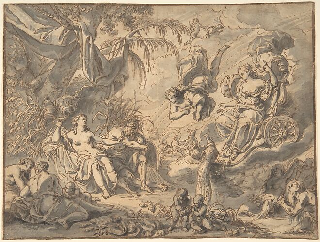 Juno on Her Chariot Visiting a Young Woman and a Rivergod