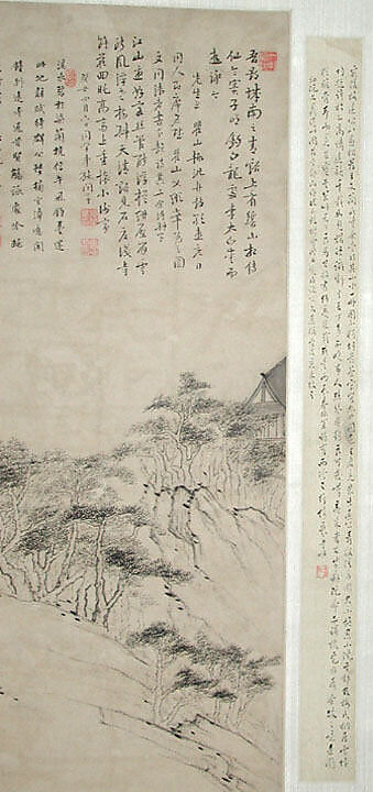 Boating beneath Echo Hill, Mei Qing (Chinese, 1623–1697), Hanging scroll; ink on paper, China