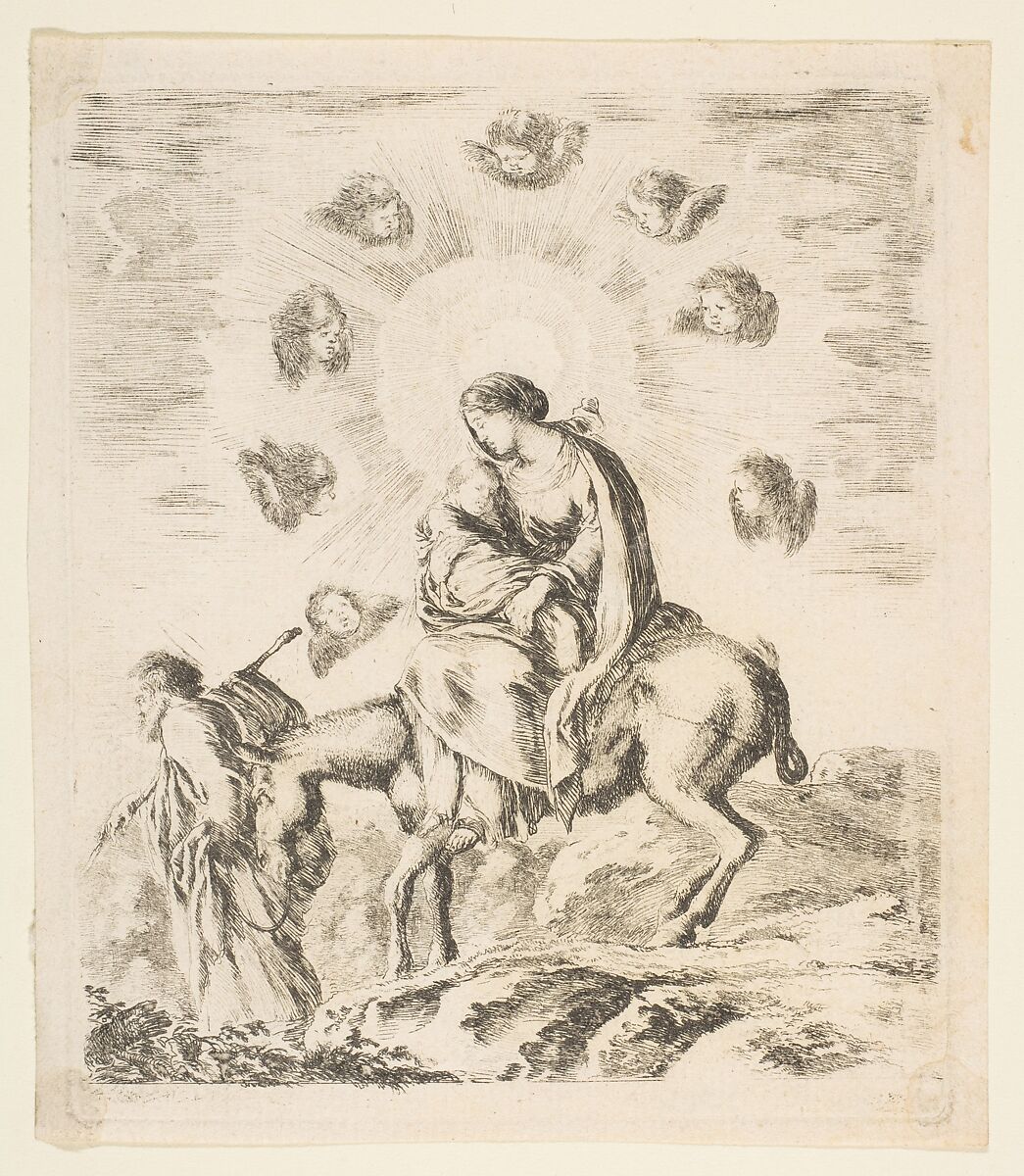 Flight into Egypt, Etched by Stefano della Bella (Italian, Florence 1610–1664 Florence), Etching; first state of four 