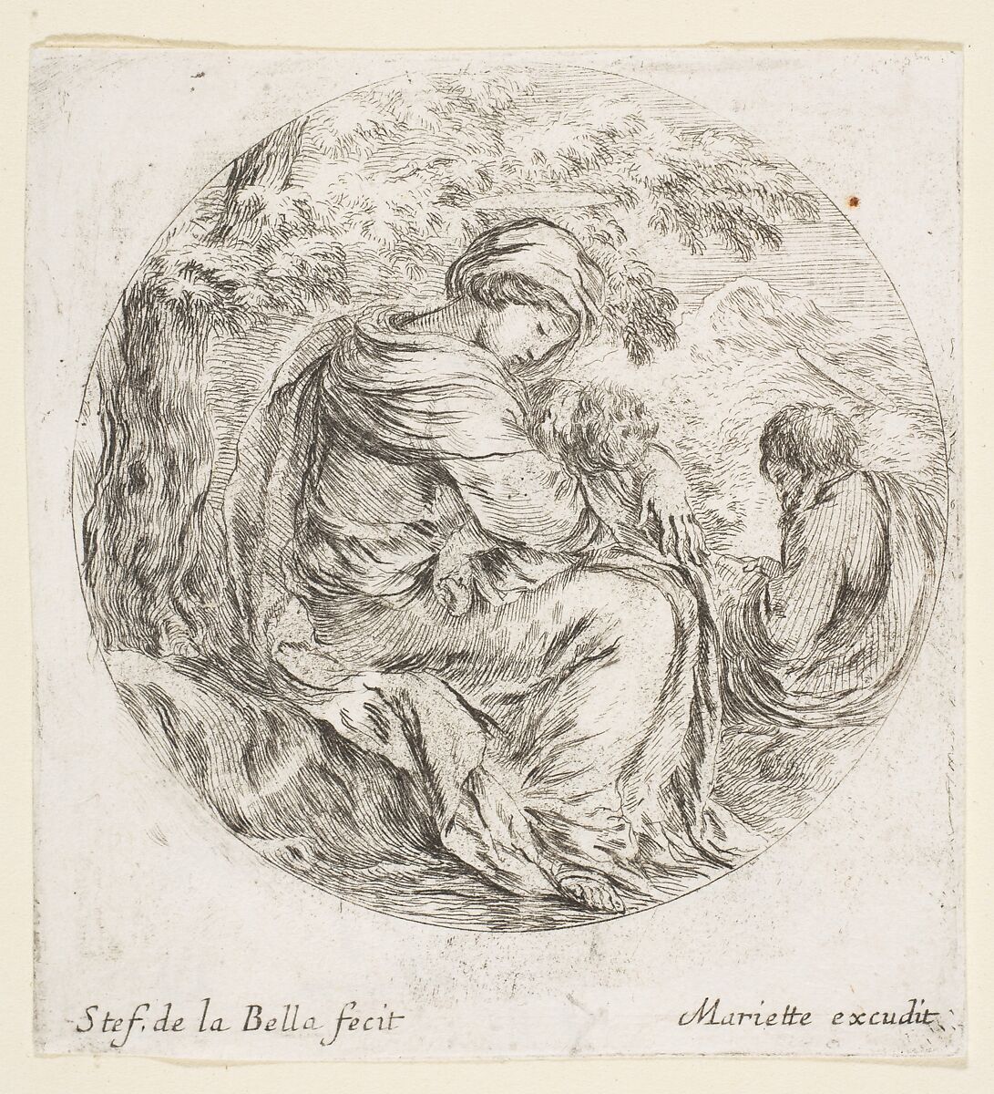 Rest on the Flight into Egypt, Etched by Stefano della Bella (Italian, Florence 1610–1664 Florence), Etching; second state of two 