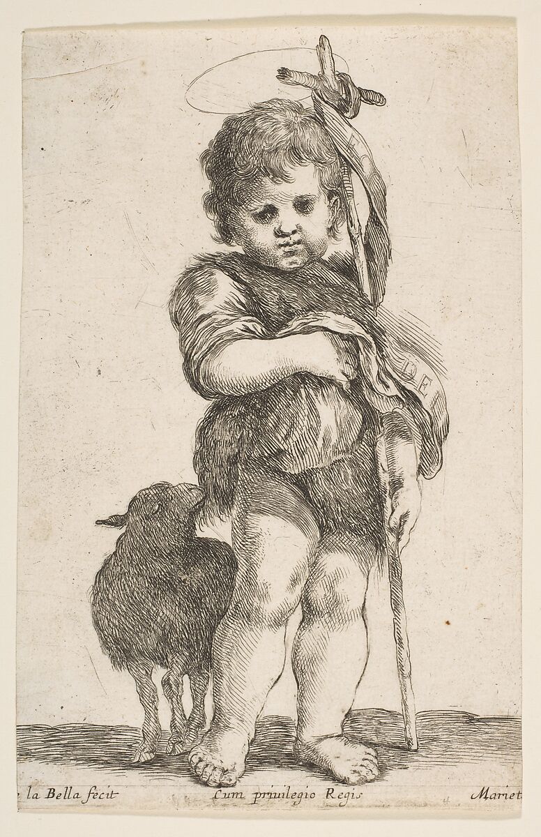 The Infant St. John the Baptist Holding up His Robe, Stefano della Bella (Italian, Florence 1610–1664 Florence), Etching; second state of three 