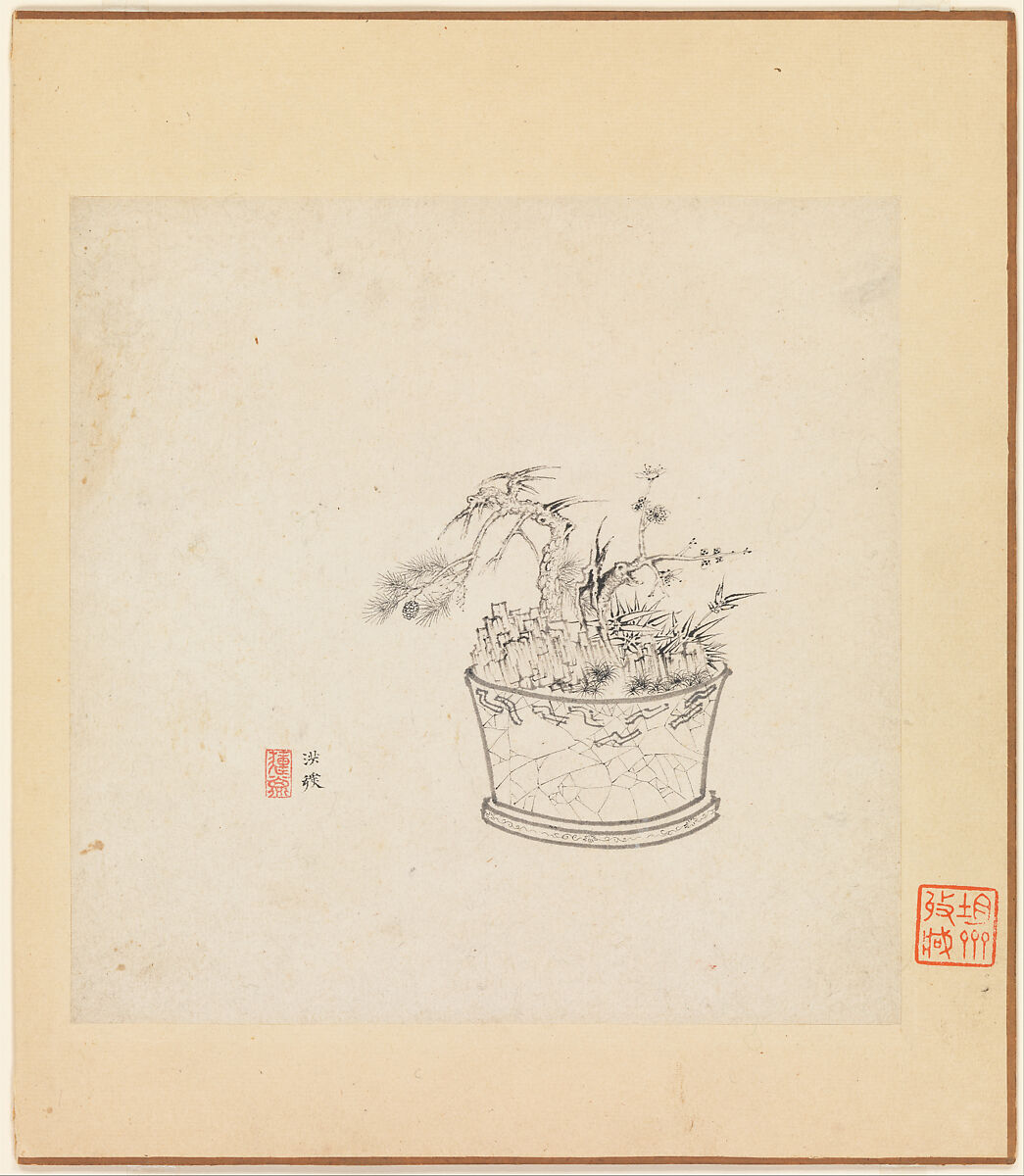 Miscellaneous Studies, Chen Hongshou (Chinese, 1598/99–1652), Album of twelve paintings; ink on paper, China 