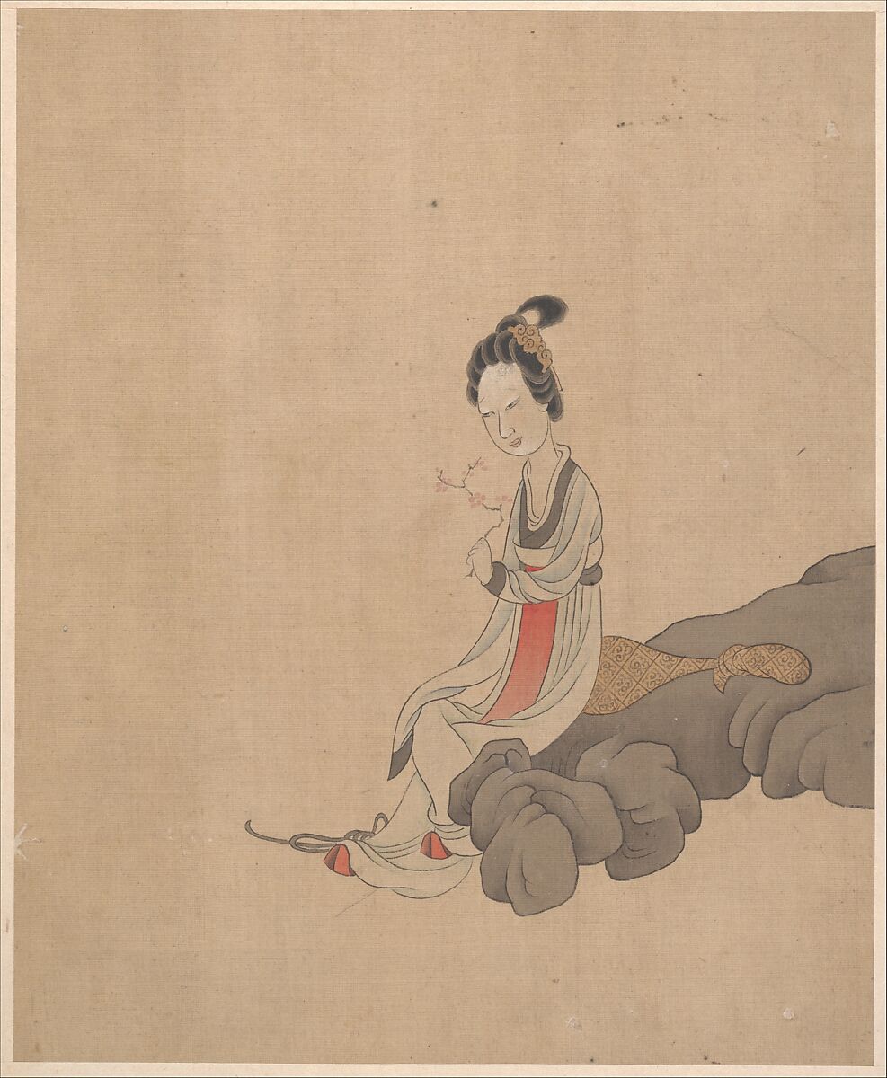 Figures, flowers, and landscapes, leaves a–d by Chen Hongshou (Chinese, 1598/99–1652), Album of eleven leaves; ink and color on silk, China