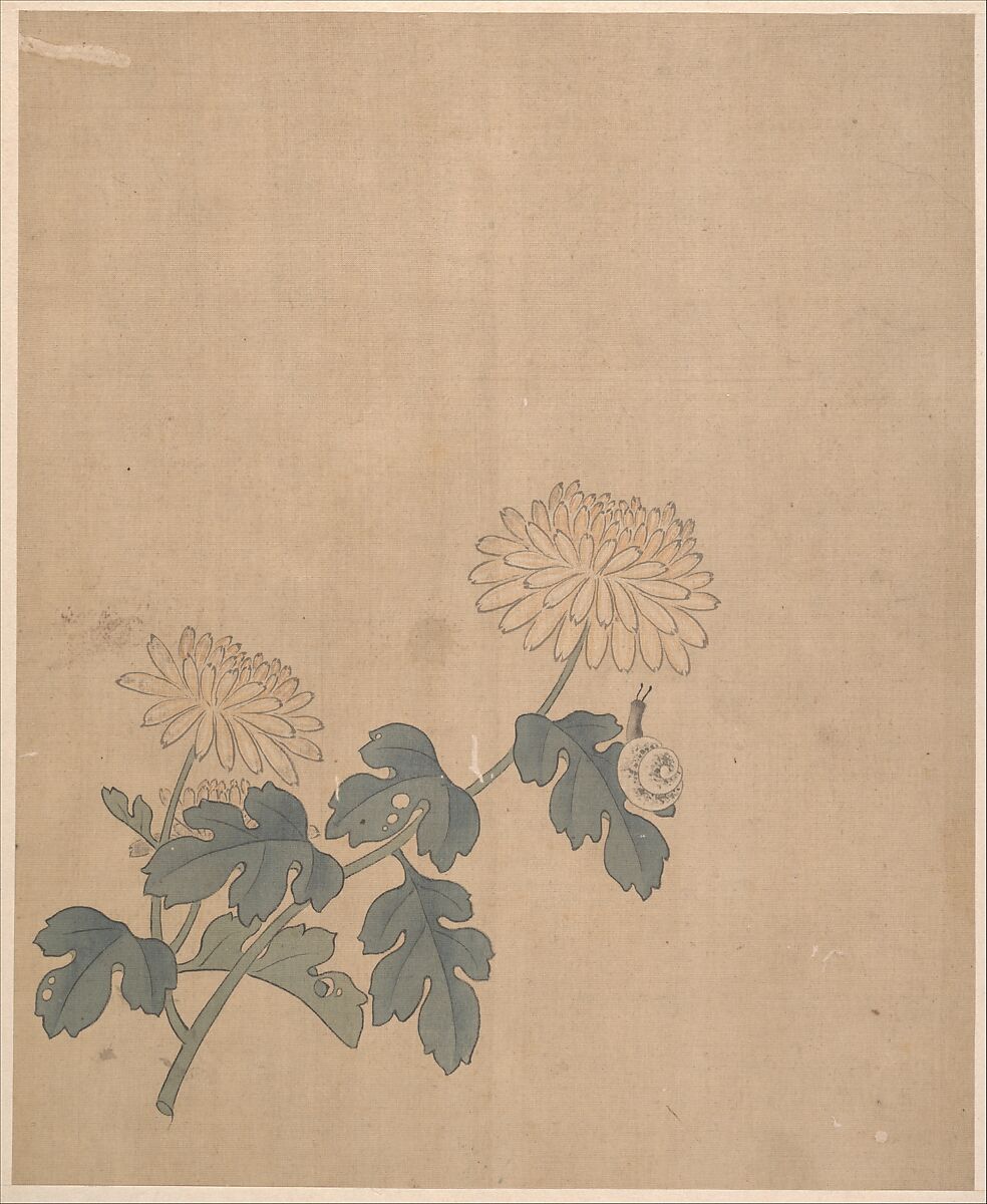 Figures, flowers, and landscapes, leaves a–d by Chen Hongshou (Chinese, 1598/99–1652), Album of eleven leaves; ink and color on silk, China