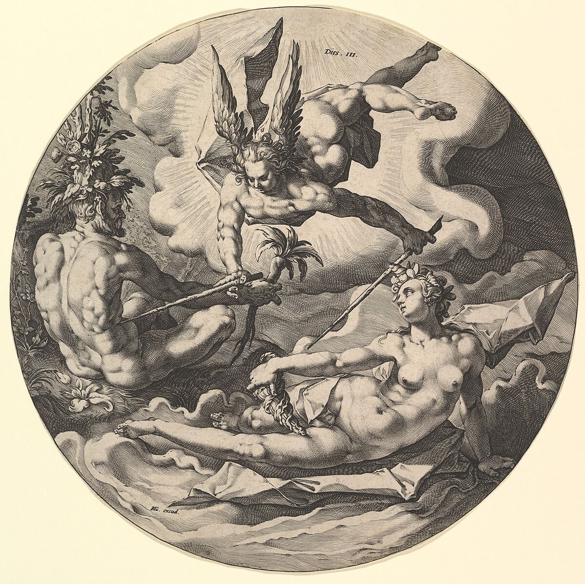 The Third Day ( Dies III): The Separation of Land and Sea, from "The Creation of the World", Jan Muller (Netherlandish, Amsterdam 1571–1628 Amsterdam), Engraving; Holl's second state of two 