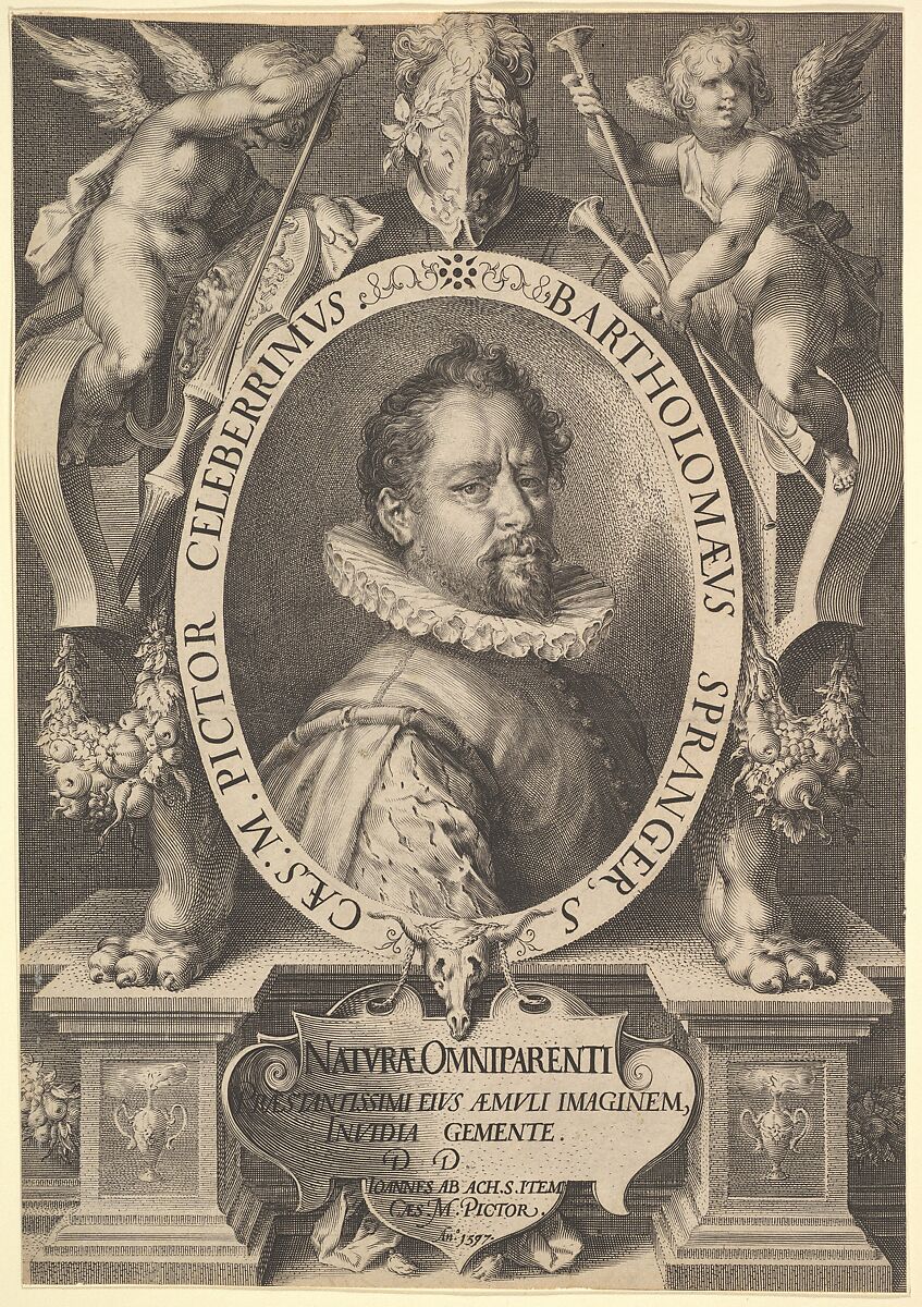 Portrait of Bartholomeus Spranger, Jan Muller (Netherlandish, Amsterdam 1571–1628 Amsterdam), Engraving; New Holl.'s fourth state of seven 