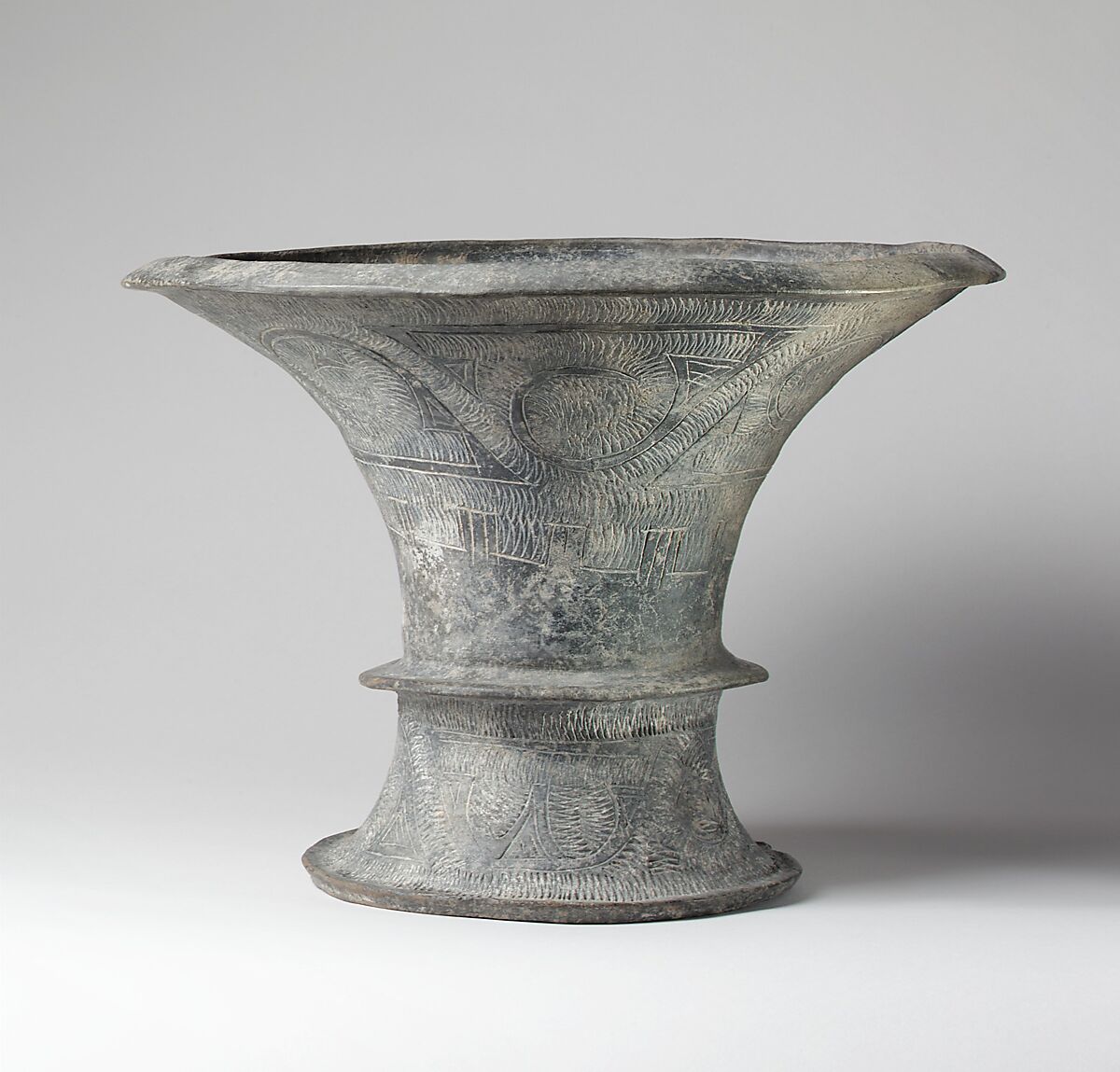 Vase with Incised and Impressed Designs, Earthenware (blackware), Thailand (Ban Chiang) 