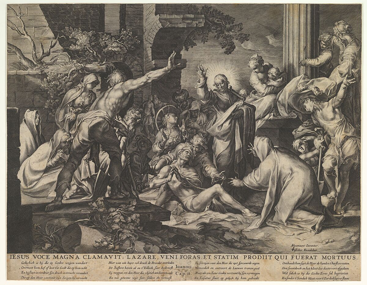 Raising of Lazarus (Reverse Copy), Designed by Abraham Bloemaert (Netherlandish, Gorinchem 1566–1651 Utrecht), Engraving 
