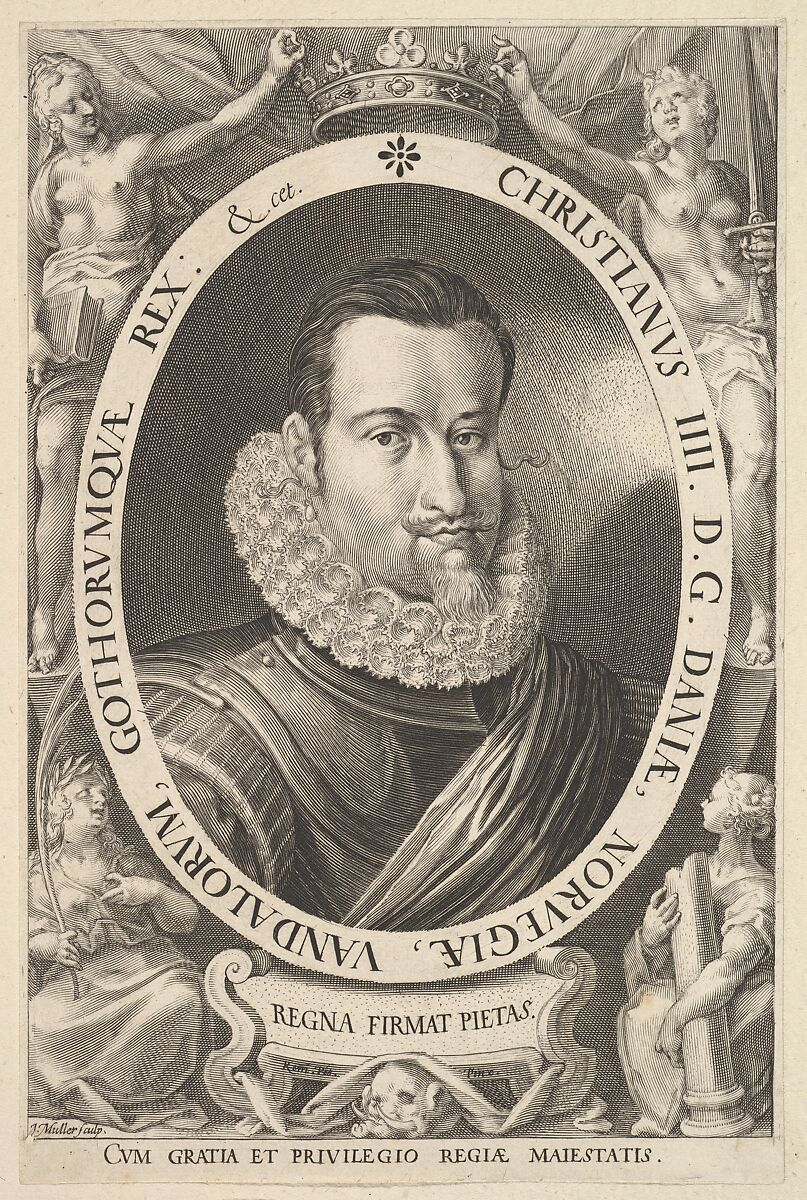 Portrait of Christian IV, King of Denmark, Jan Muller (Netherlandish, Amsterdam 1571–1628 Amsterdam), Engraving; third state of three 
