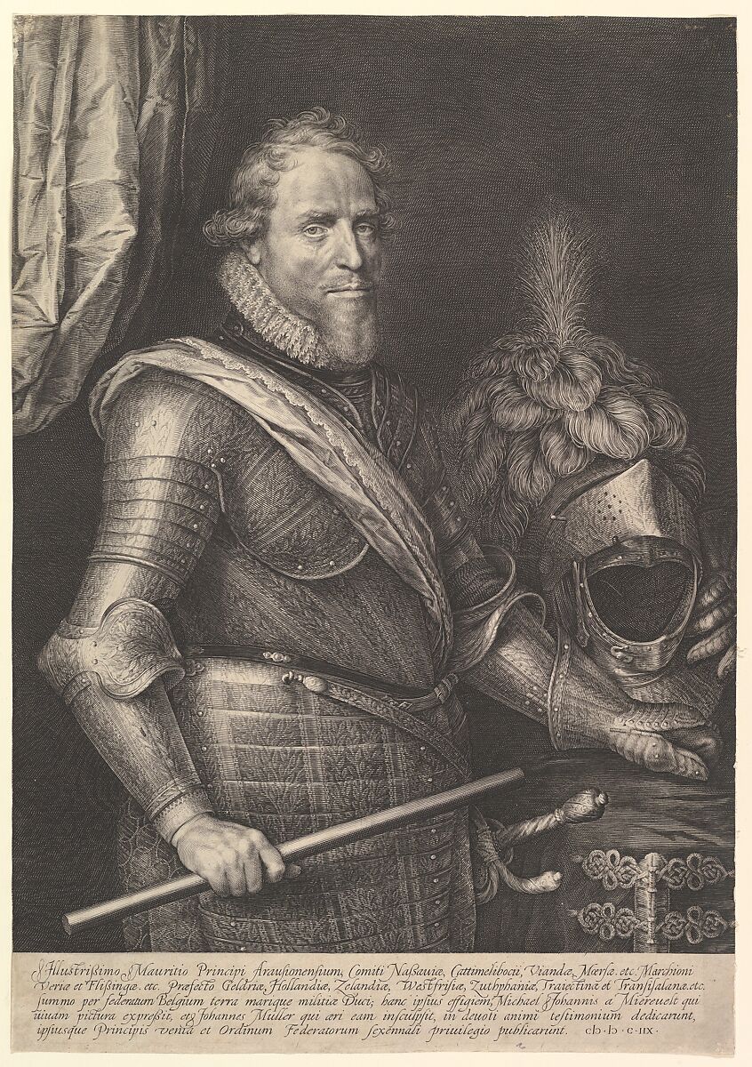 Portrait of Maurits, Prince of Orange, Jan Muller (Netherlandish, Amsterdam 1571–1628 Amsterdam), Engraving; New Holl.'s second state of two 
