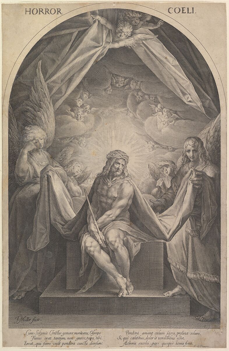 Christ As the  Man of Sorrows, Jan Muller (Netherlandish, Amsterdam 1571–1628 Amsterdam), Engraving; New Holl.'s first state of two 