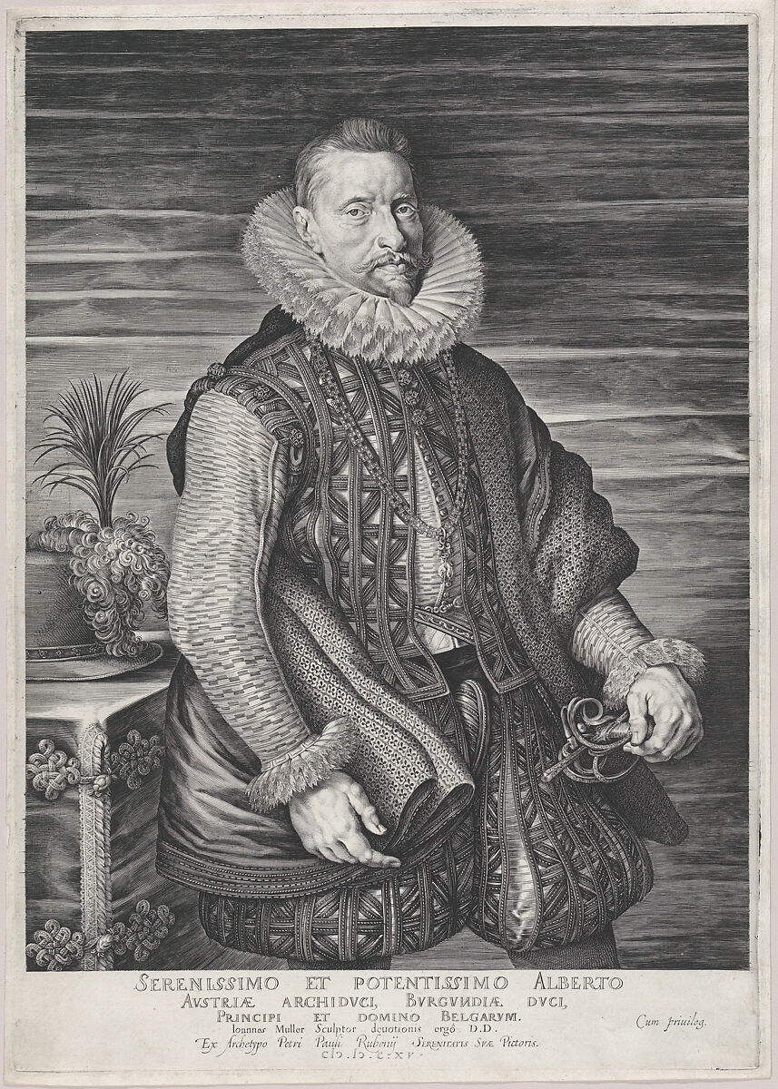 Portrait of Albert, Archduke of Austria, Sovereign of the Southern Netherlands, Jan Muller (Netherlandish, Amsterdam 1571–1628 Amsterdam), Engraving; New Holl.'s fourth state of four