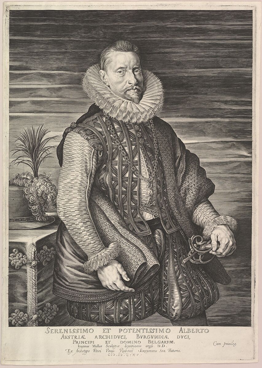 Portrait of Albert, Archduke of Austria, Sovereign of the Southern Netherlands, Jan Muller (Netherlandish, Amsterdam 1571–1628 Amsterdam), Engraving; New Holl.'s fourth state of four 