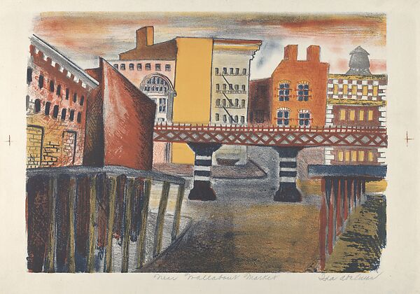 Near Wallabout Market, Ida York Abelman (American, New York 1910–2002), Color Lithograph
