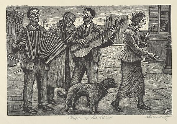Music of the Blind, Albert Abramovitz (American, 1879–1963), Wood engraving