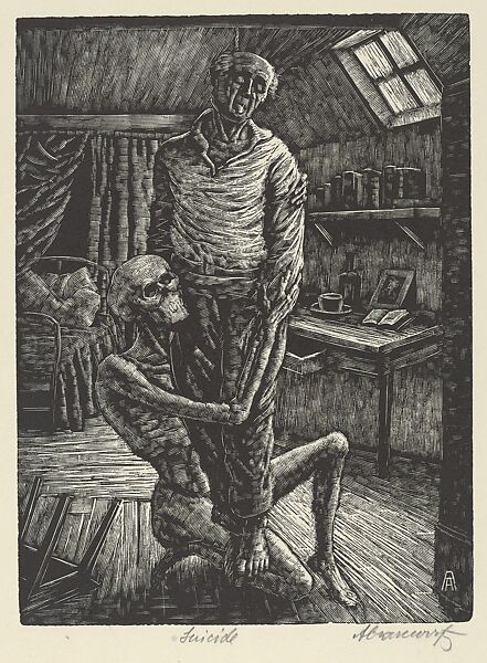 Suicide, Albert Abramovitz (American, 1879–1963), Wood engraving