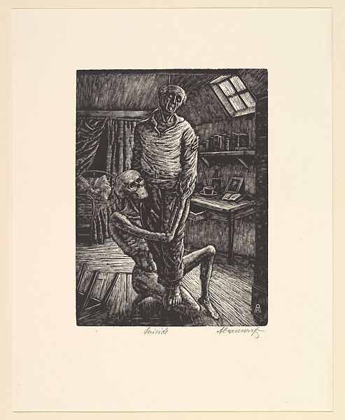Suicide, Albert Abramowitz (American, Riga, Russia 1879–1963 Brooklyn, New York), Wood engraving 