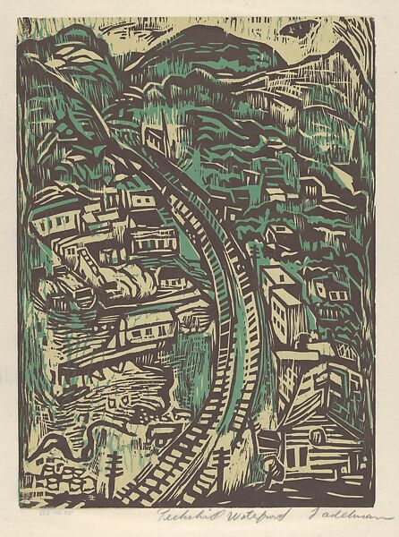 Peekskill Waterfront, Lillian Adelman (American, born 1899?–?1985), Color Linocut