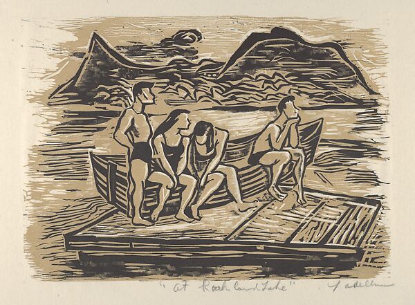 At Rockland Lake, Lillian Adelman (American, born 1899?–?1985), Color Linocut