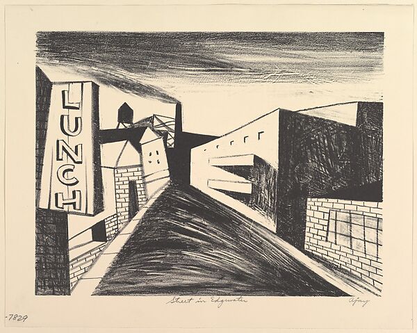 Street in Edgewater, Abe Ajay (American, Altoona, Pennsylvania 1919–1998 Bethel, Pennsylvania), Lithograph 