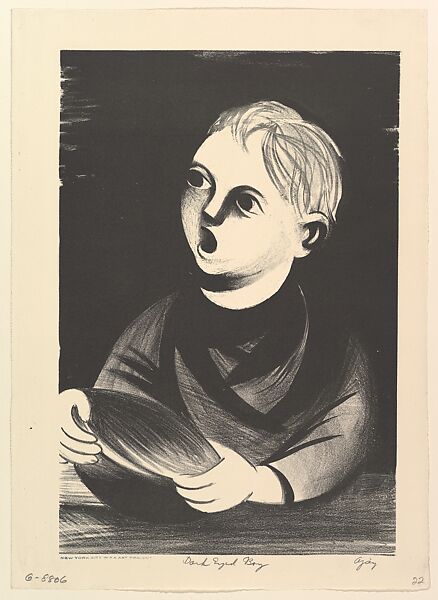 Dark Eyed Boy, Abe Ajay (American, Altoona, Pennsylvania 1919–1998 Bethel, Pennsylvania), Lithograph 