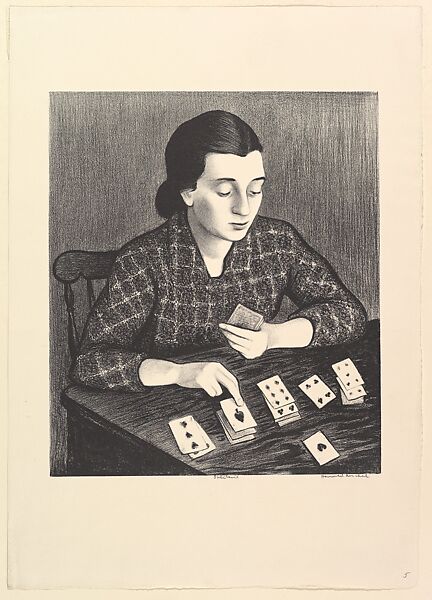 Solitaire, Harold Anchel (American, 1912–1980), Lithograph 