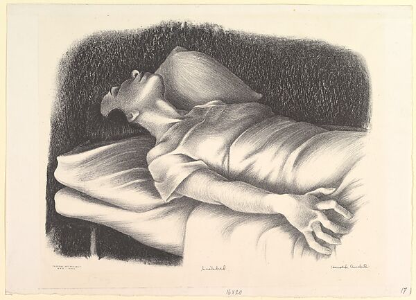 Sickbed, Harold Anchel (American, 1912–1980), Lithograph 