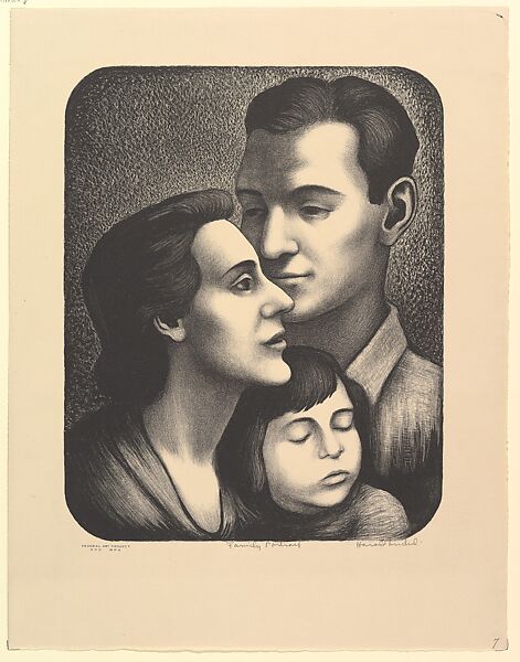 Family Portrait, Harold Anchel (American, 1912–1980), Lithograph 